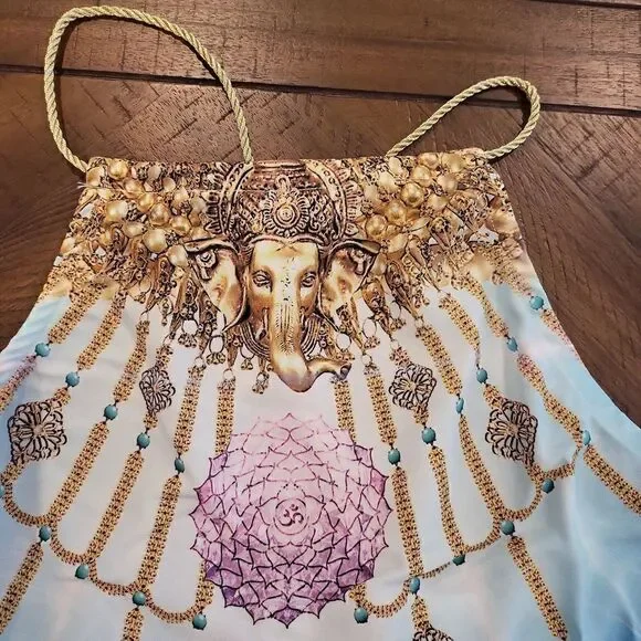 Dolls Kill x 24HRS Beaded open back halter top with beaded trim Small - Picture 2 of 5